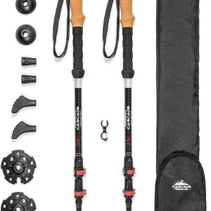 Cascade Mountain Tech Trekking Poles - Carbon Fiber Walking or Hiking Sticks with Quick Adjustable Locks