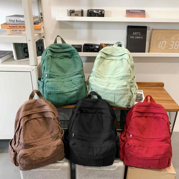 Coffee Brown Canvas Backpack for Women & Men Retro Aesthetic Rucksack Basic Backpack for High School/College Students Travel Laptop Bag - Image 6