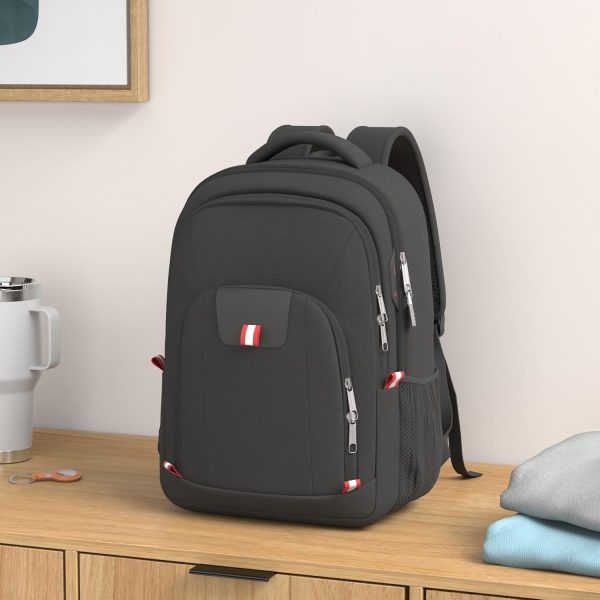 Travel Laptop Backpack, Black Backpack for Men and Women with USB Charging Port Business Computer Back Pack (Black, 15.6 Inch) - Image 2