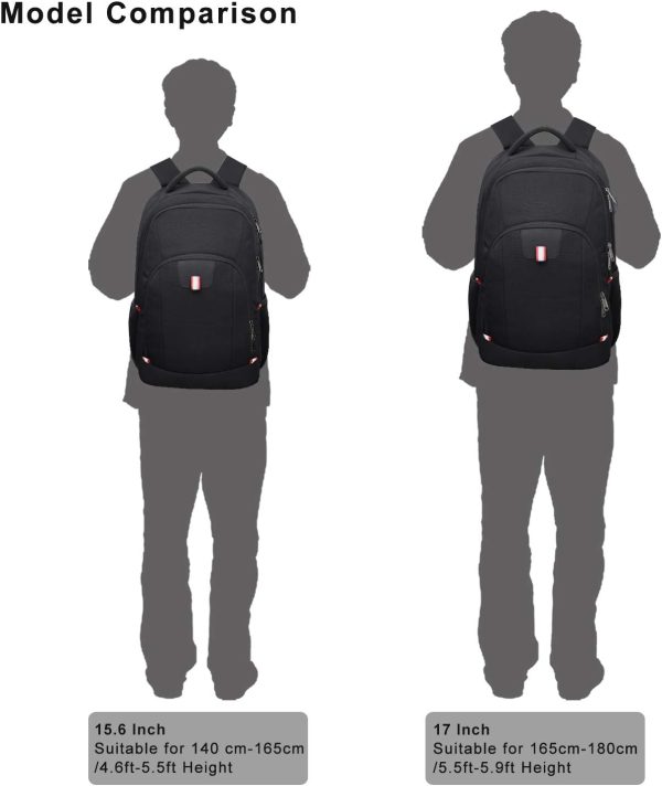 Travel Laptop Backpack, Black Backpack for Men and Women with USB Charging Port Business Computer Back Pack (Black, 15.6 Inch) - Image 7